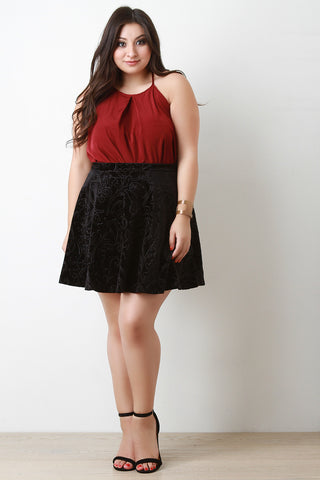 Embossed Velvet Mini Skirt