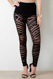 Geometrical Mesh High Waist Leggings