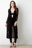 Geometrical Mesh Longline Cardigan