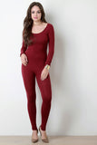 Jersey Scoop Neck Long Sleeves Jumpsuit