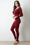 Jersey Scoop Neck Long Sleeves Jumpsuit