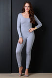 Jersey Scoop Neck Long Sleeves Jumpsuit