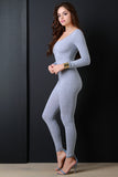 Jersey Scoop Neck Long Sleeves Jumpsuit