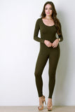 Jersey Scoop Neck Long Sleeves Jumpsuit