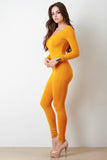 Jersey Scoop Neck Long Sleeves Jumpsuit