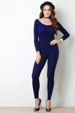 Jersey Scoop Neck Long Sleeves Jumpsuit