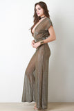 Metallic Mesh Plunge Neck Jumpsuit