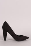 Breckelle Suede Chunky Heeled Pointy Toe Pump