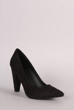 Breckelle Suede Chunky Heeled Pointy Toe Pump