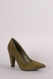 Breckelle Suede Chunky Heeled Pointy Toe Pump