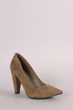 Breckelle Suede Chunky Heeled Pointy Toe Pump