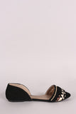 Qupid Nubuck Braid And Chain Pointy Toe D Orsay Flat