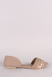 Qupid Nubuck Braid And Chain Pointy Toe D Orsay Flat