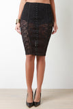 Sheer Lace High Waist Corset Style Skirt