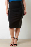 Contrast Stretch Vegan Leather High Waist Skirt