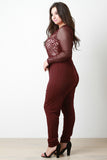 Geo Pattern Mesh Long Sleeves Jumpsuit