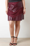 Chevron Faux Leather and Suede Mini Skirt