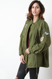 Embroidered Spike Patches Boxy-Fit Jacket