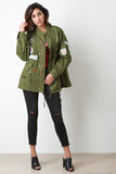 Embroidered Spike Patches Boxy-Fit Jacket