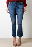 Razor Cut Knee Frayed Hem Bell Bottom Jeans