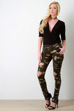 Camo Distressed Knee Hole Skinny Jeans