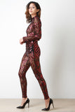 Semi-Sheer Abstract Sequin Jumpsuit