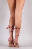 Qupid Suede Pointy Toe Leg-Wrap Stiletto Pump