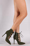 Liliana Suede Pointy Toe Lace Up Stiletto Pump