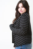 Striped Ribbed Knit Cardigan Sweater