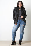 Striped Ribbed Knit Cardigan Sweater