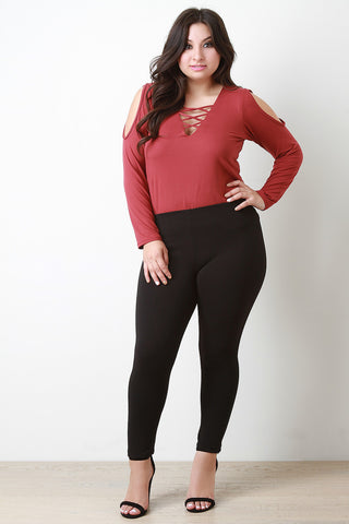 Plus Size Texture Knit Legging Pants