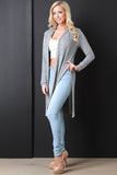 Marled Knit Long Line Cardigan