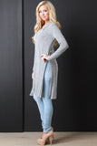 Marled Knit Long Line Cardigan