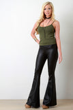 Vegan Leather Bell-Bottom Pants