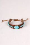 Turquoise and Leather Pull String Bracelet