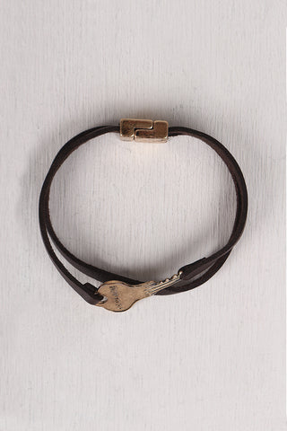 Courage is Key Vegan Leather Bracelet