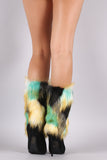 Shoe Republic LA Suede Multicolor Fur Pointy Toe Stiletto Boots