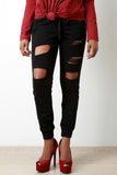 Razor Cutout Self-Tie Drawstring Jogger Pants