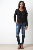 Distress Frayed Hem Skinny Jeans