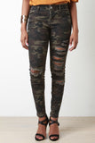 Camouflage Distress Skinny Pants