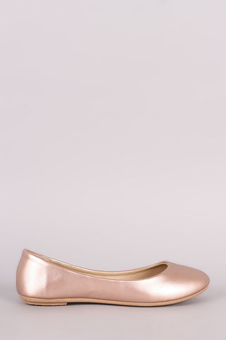 Metallic Slip On Round Toe Ballet Flat