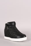 Quilted Zipper High Top Wedge Sneaker