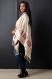 Native Tribe Fringe Hem Open Front Poncho