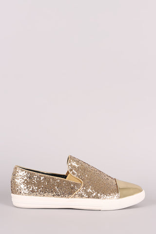 Metallic Glitter Almond Toe Slip-On Loafer Sneaker