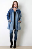 Colorblock Raw Hem Button-Up Denim Jacket