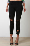 Distress Crop Hem Skinny Jeans