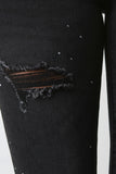 Splatter Crop Distress Denim Jeans