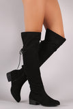 Suede Back Lace-Up Over-The-Knee Riding Boots