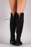 Suede Back Lace-Up Over-The-Knee Riding Boots