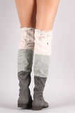 Colorblock Drawstring-Tie Riding Over-The-Knee Suede Boots